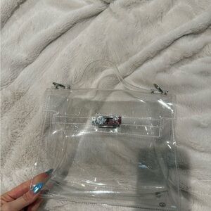 Transparent Stadium Tote with silver accents